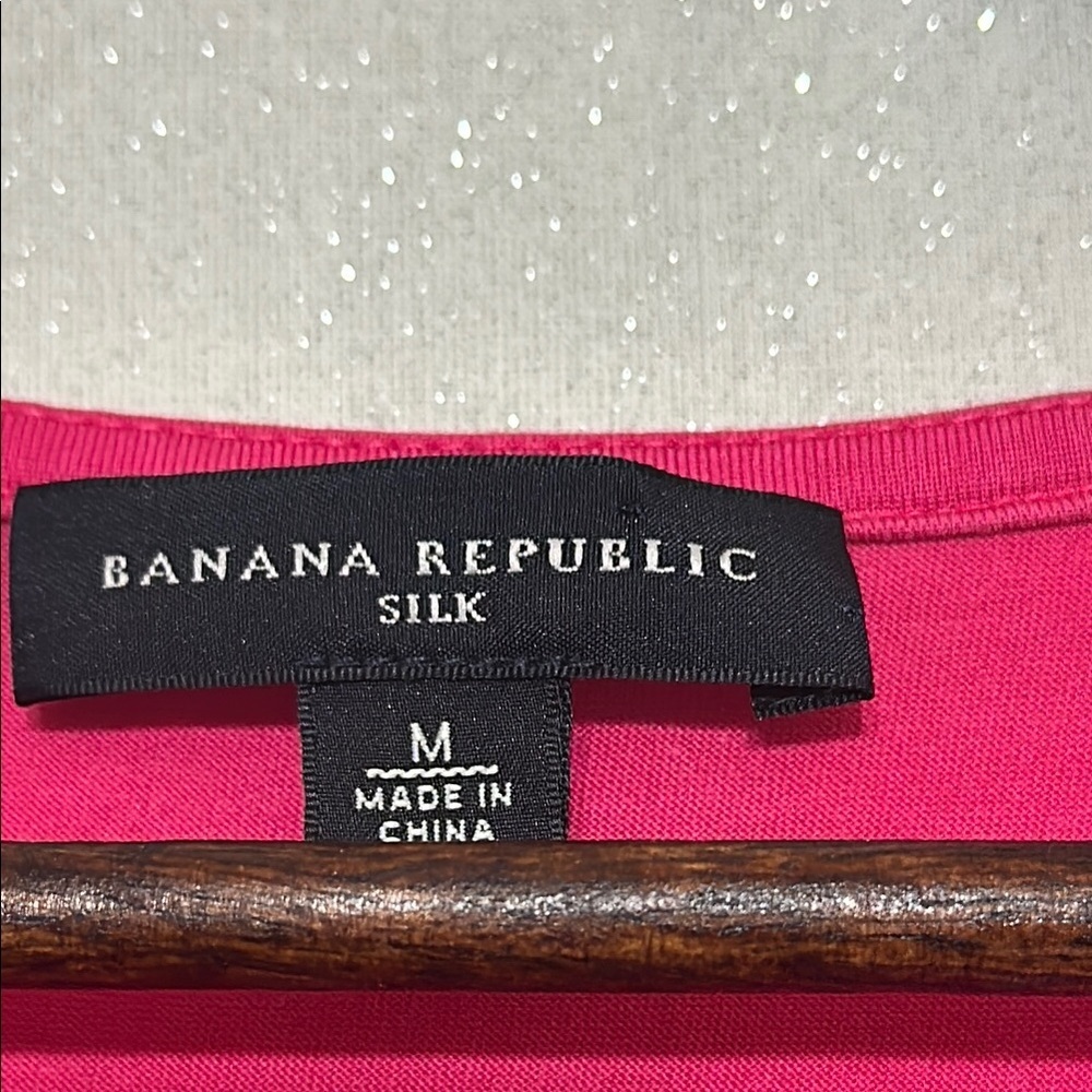 Banana Republic Pink Silk Faux Wrap Dress with Flutter Sleeves - Picture 2 of 3